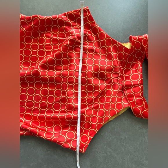 New Women’s Donna Ricco Silk Tie Neck Dress in Orange With Gold Circles Size 6P - Picture 14 of 16
